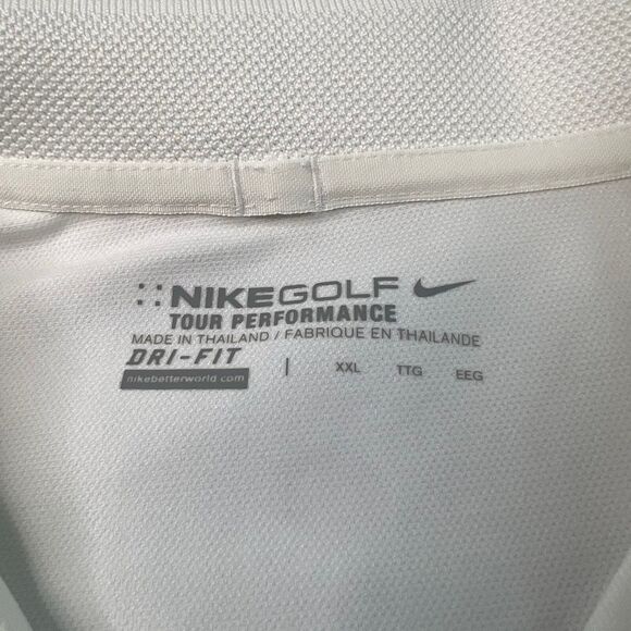 Nike Golf Dri-FIT Polo Shirt Mens XXL White Athletic Swoosh Tour Performance - Picture 3 of 8